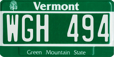 VT license plate WGH494