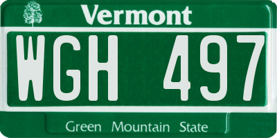 VT license plate WGH497