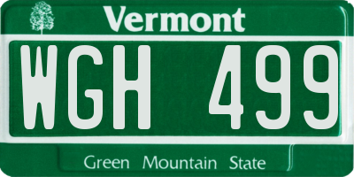 VT license plate WGH499