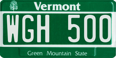 VT license plate WGH500