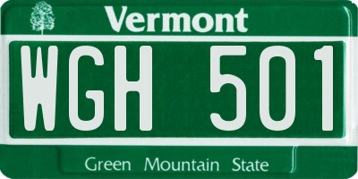 VT license plate WGH501