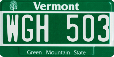 VT license plate WGH503