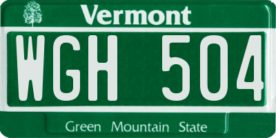 VT license plate WGH504