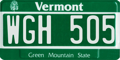 VT license plate WGH505