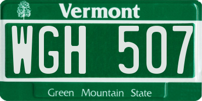 VT license plate WGH507