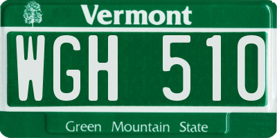 VT license plate WGH510
