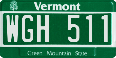 VT license plate WGH511