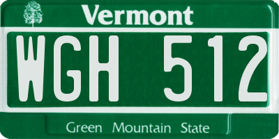 VT license plate WGH512