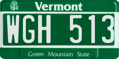VT license plate WGH513