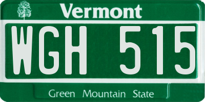 VT license plate WGH515