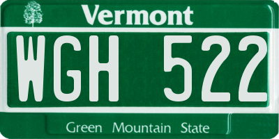 VT license plate WGH522