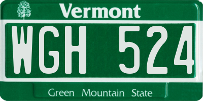 VT license plate WGH524