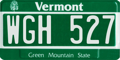 VT license plate WGH527