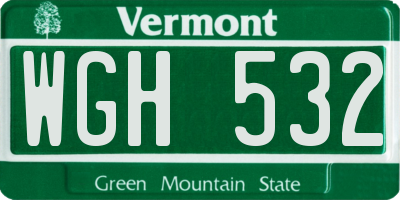 VT license plate WGH532