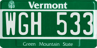 VT license plate WGH533