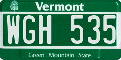 VT license plate WGH535