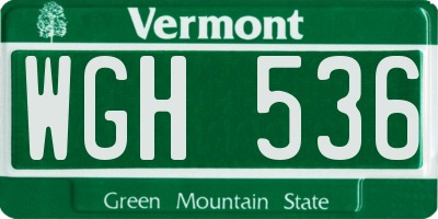 VT license plate WGH536