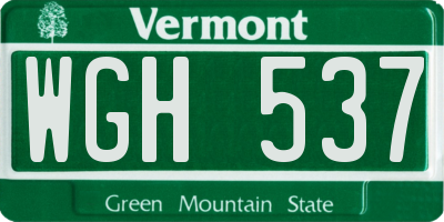 VT license plate WGH537