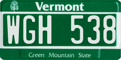 VT license plate WGH538