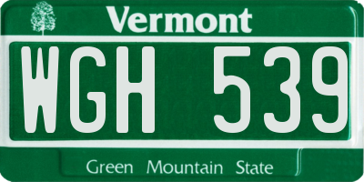 VT license plate WGH539