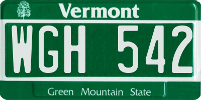VT license plate WGH542