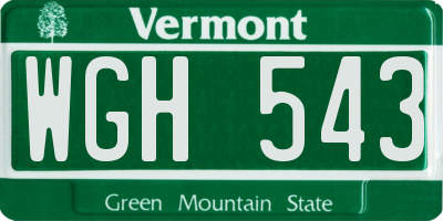 VT license plate WGH543