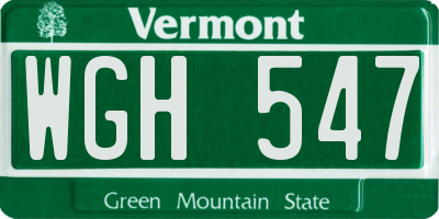 VT license plate WGH547