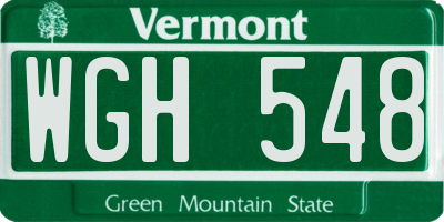 VT license plate WGH548