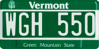 VT license plate WGH550