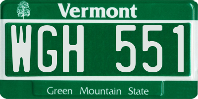 VT license plate WGH551
