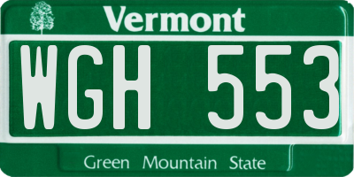 VT license plate WGH553