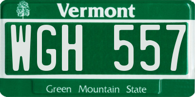 VT license plate WGH557