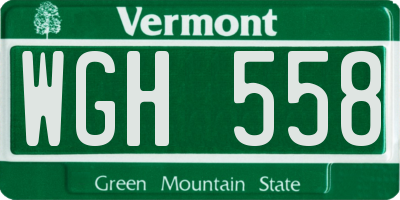 VT license plate WGH558