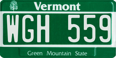 VT license plate WGH559