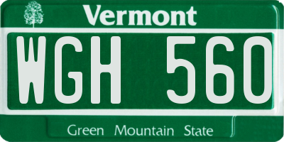 VT license plate WGH560