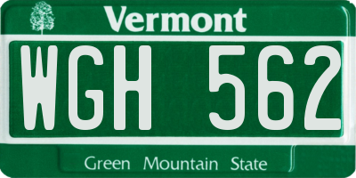 VT license plate WGH562