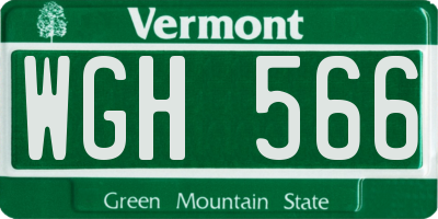 VT license plate WGH566