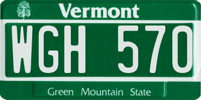 VT license plate WGH570