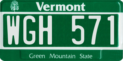VT license plate WGH571