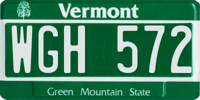 VT license plate WGH572