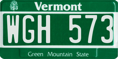 VT license plate WGH573