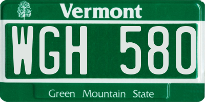 VT license plate WGH580