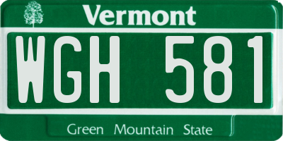 VT license plate WGH581