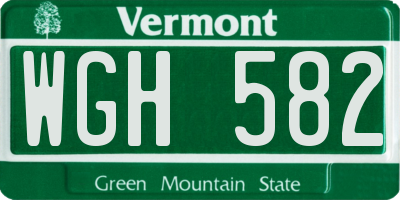 VT license plate WGH582