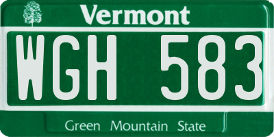 VT license plate WGH583