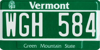 VT license plate WGH584