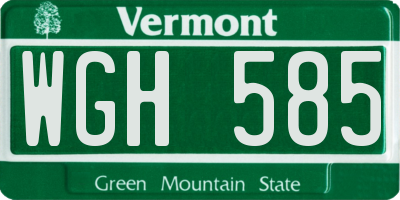 VT license plate WGH585