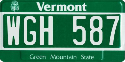 VT license plate WGH587