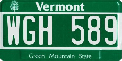 VT license plate WGH589