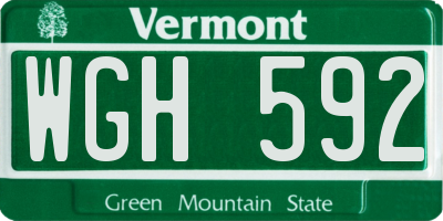 VT license plate WGH592